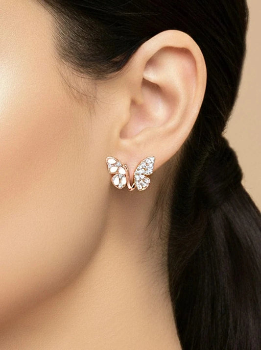 Aurora Wings Earrings (Pure Silver) - Rose Gold