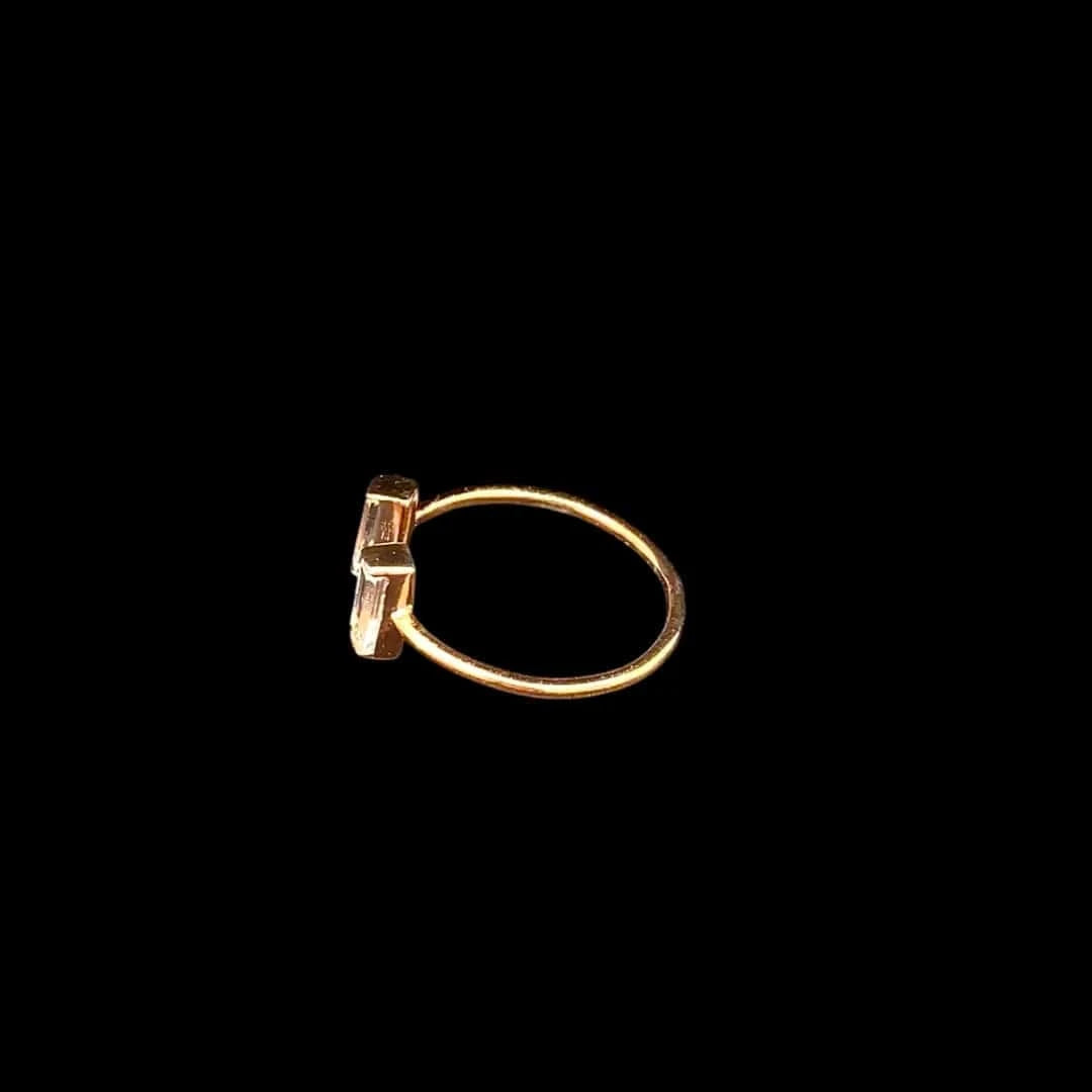 Crystal Baguette Open Ring (Pure Silver) - Rose Gold