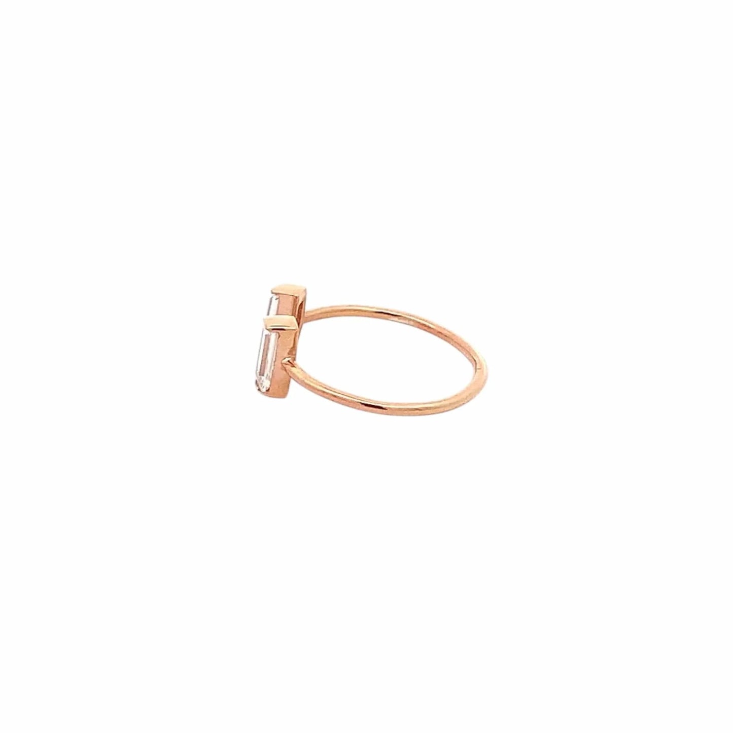 Crystal Baguette Open Ring (Pure Silver) - Rose Gold