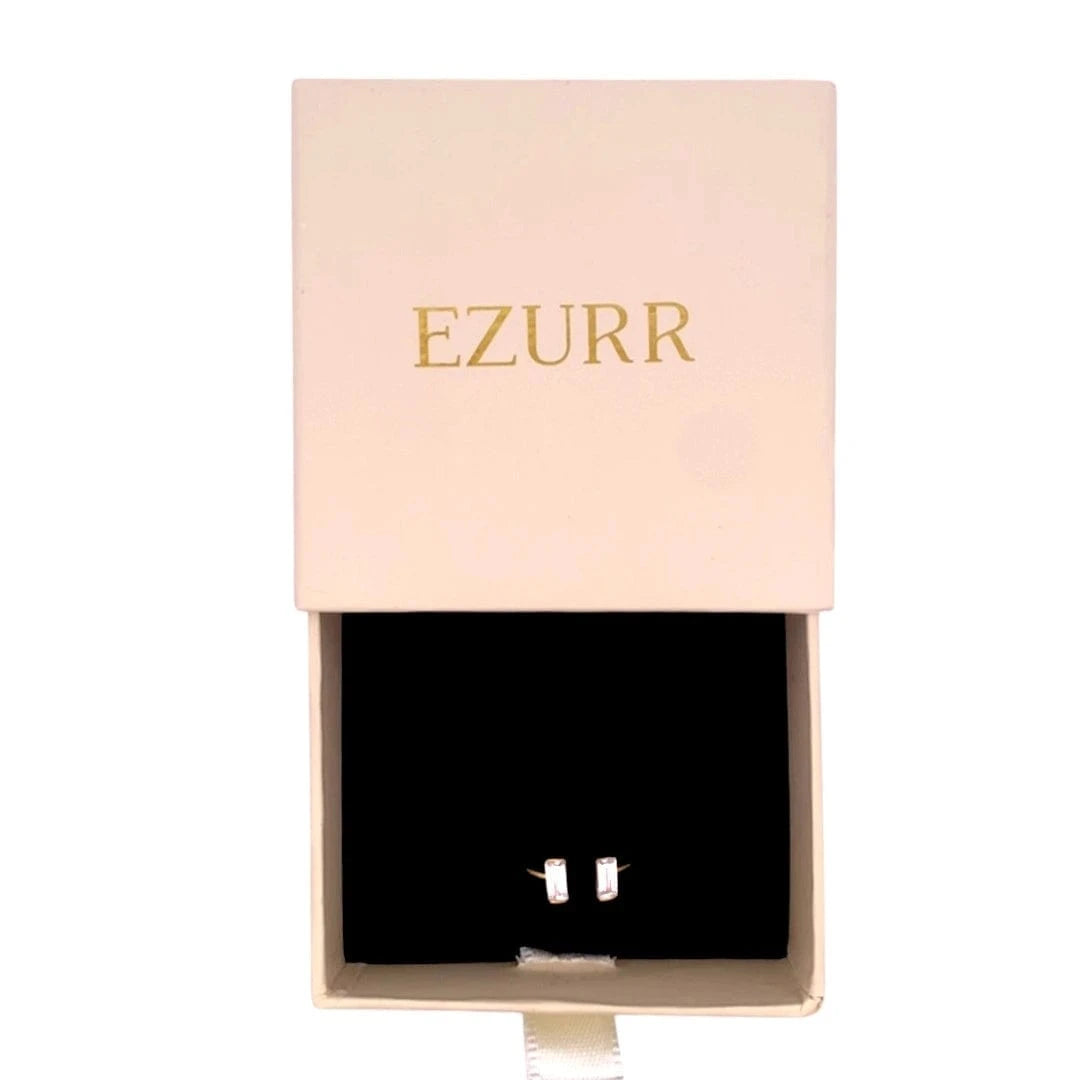Crystal Baguette Open Ring (Pure Silver) - Rose Gold