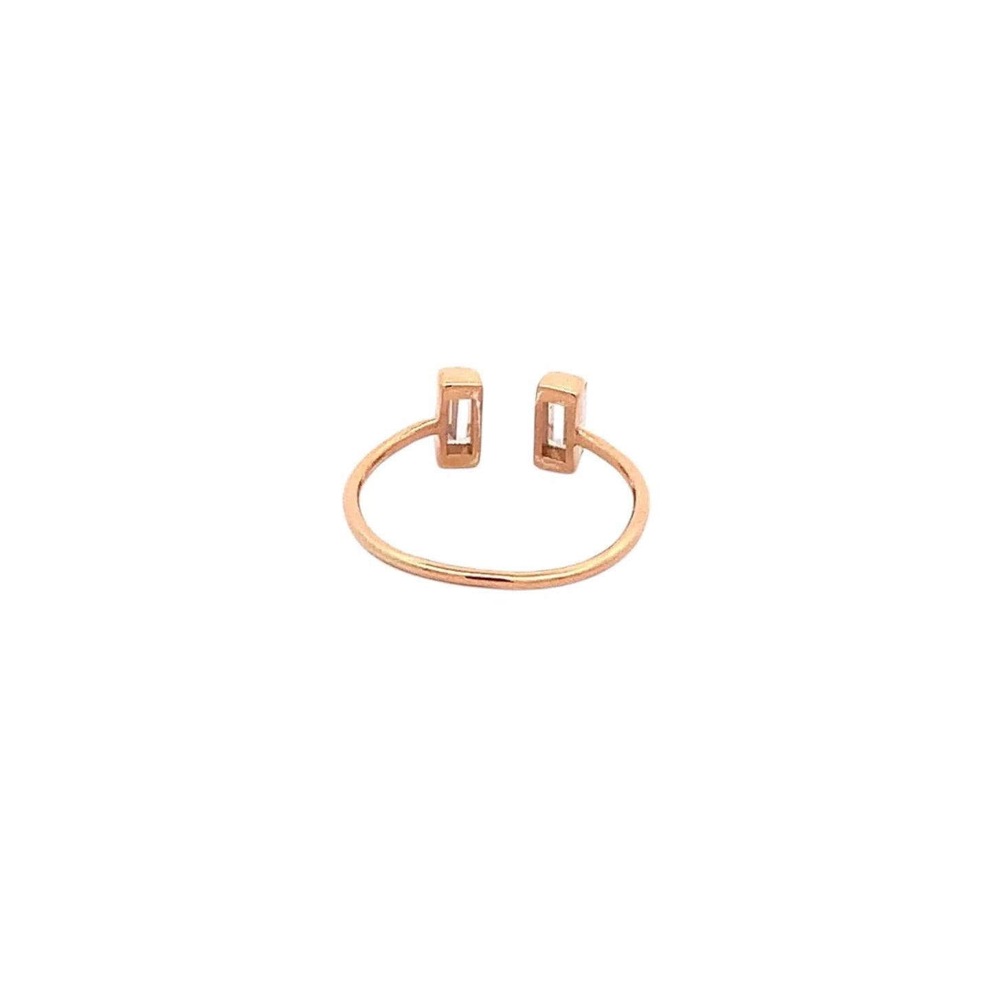 Crystal Baguette Open Ring (Pure Silver) - Rose Gold