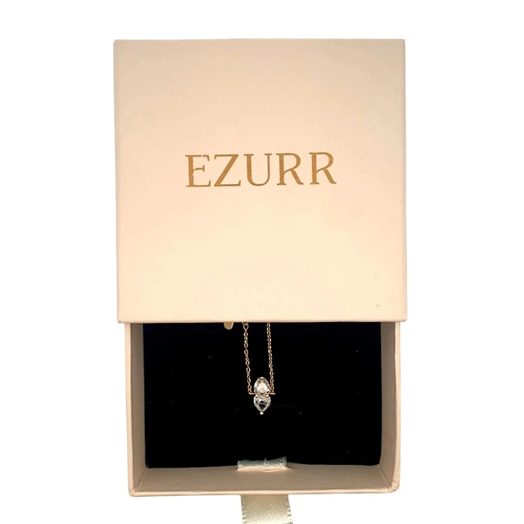 Twin Heart Adjustable Chain Ring (Pure Silver) - Gold