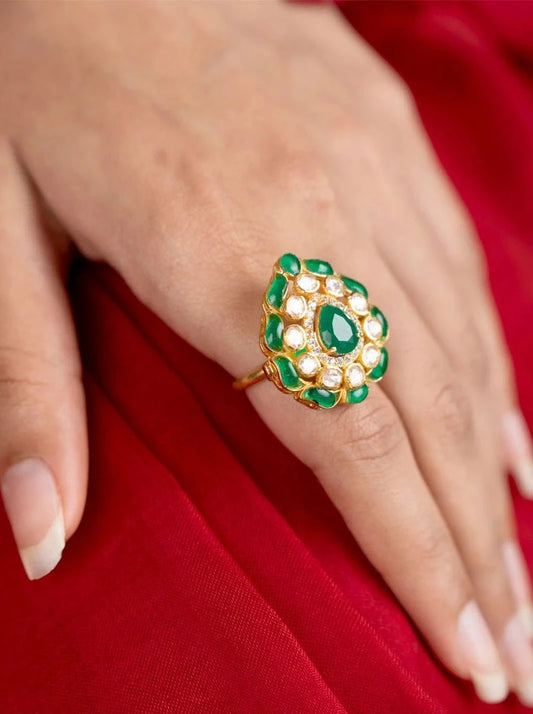 Imperial Teardrop Ring (Pure Silver) - Green