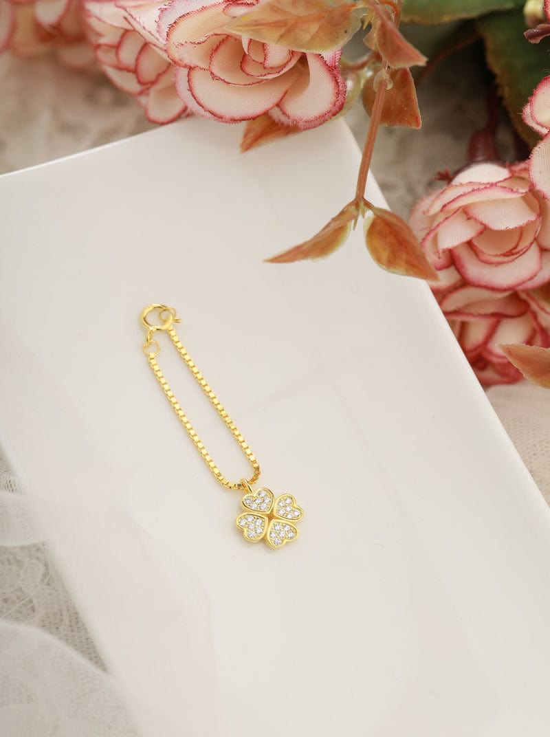 Clover Heart Watch Charm Gold