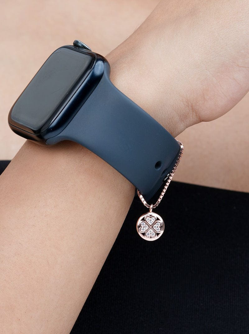 Round Clover Watch Charm Rose Gold
