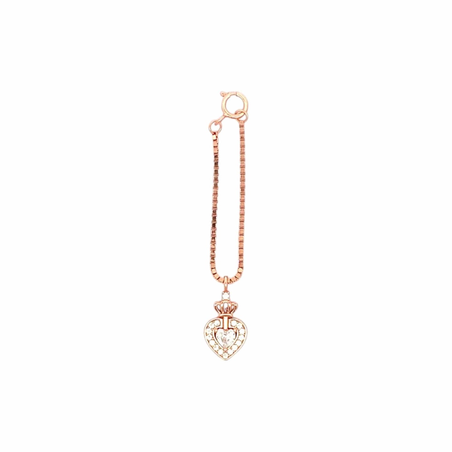 Crowned Heart Watch Charm (Pure Silver) - Rose Gold