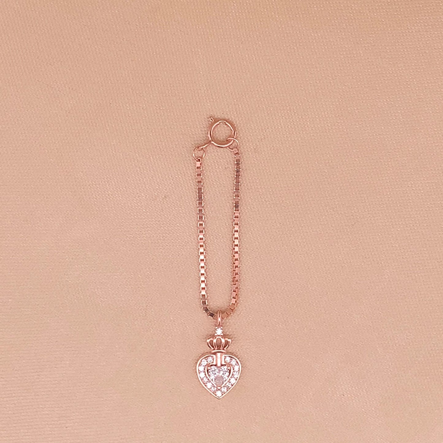 Crowned Heart Watch Charm (Pure Silver) - Rose Gold