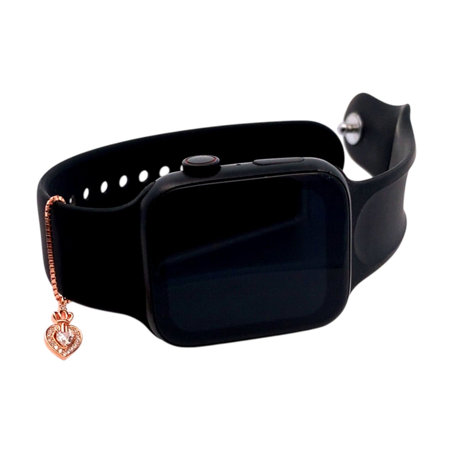 Crowned Heart Watch Charm (Pure Silver) - Rose Gold