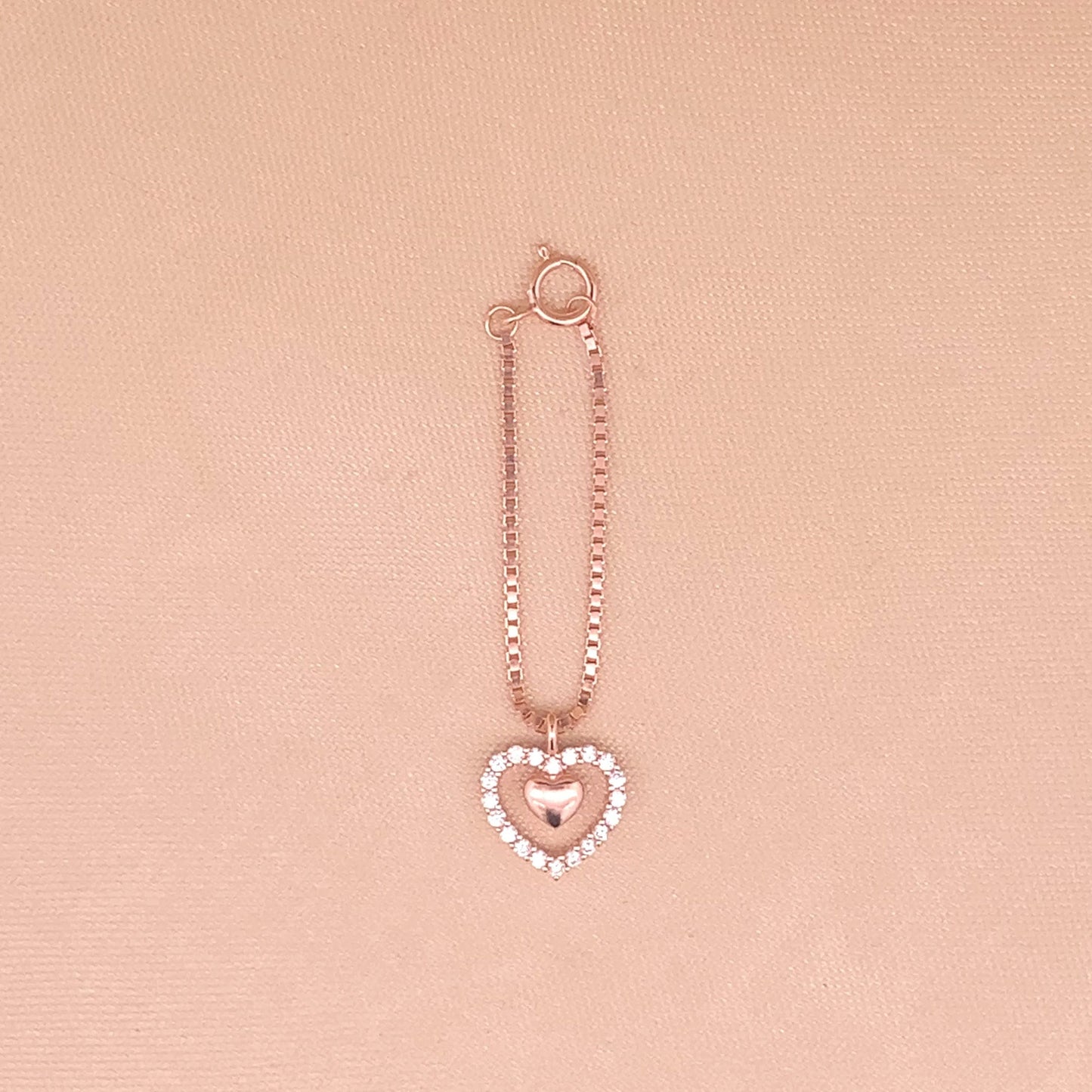 Nested Heart Watch Charm (Pure Silver) - Rose Gold