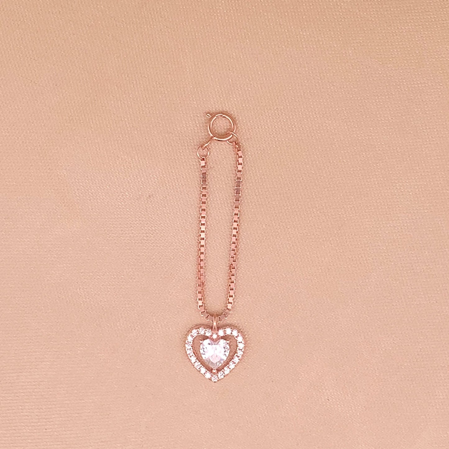 Gleaming Heart Watch Charm (Pure Silver) - Rose Gold