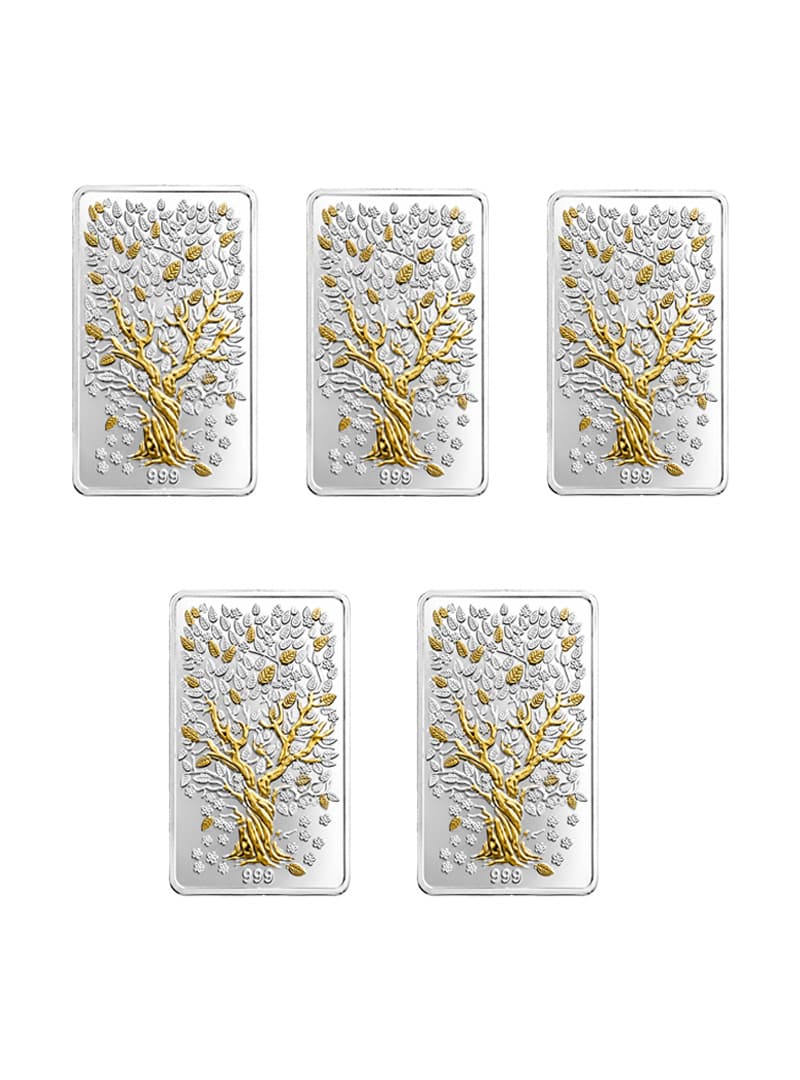 Silver Bar 999 Pure Silver Lucky Banyan Tree - 50g (10g X 5pcs)