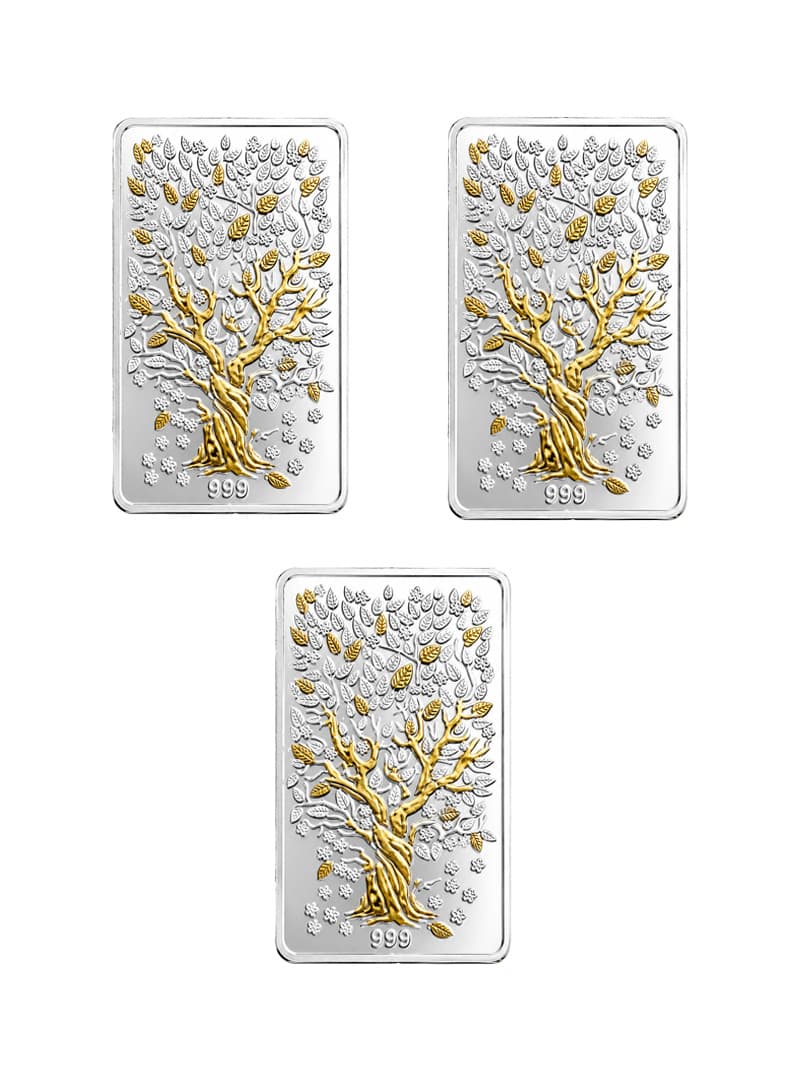 Silver Bar 999 Pure Silver Lucky Banyan Tree -  30g (10g X 3pcs)