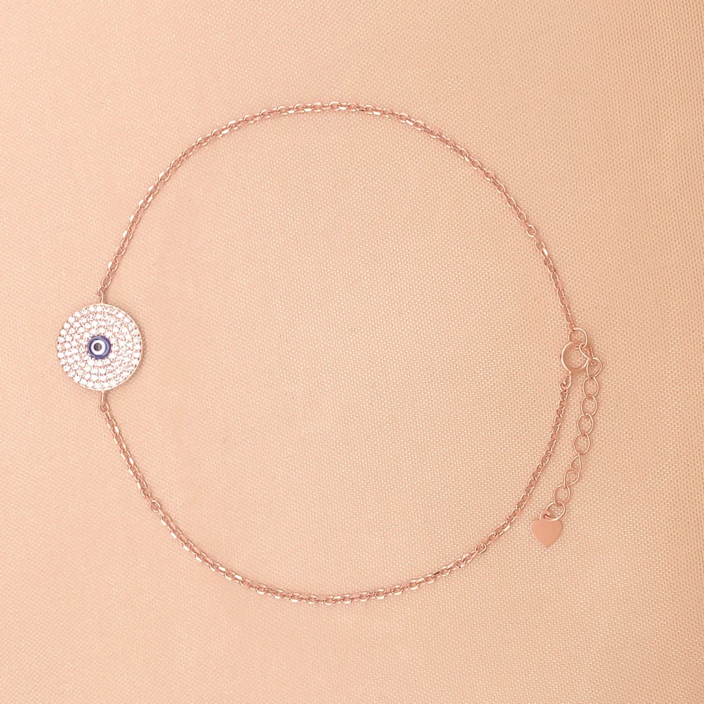 Multi Row Zircon Evil Eye (Single) Anklet (Pure Silver)