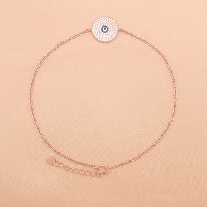 Multi Row Zircon Evil Eye (Single) Anklet (Pure Silver)