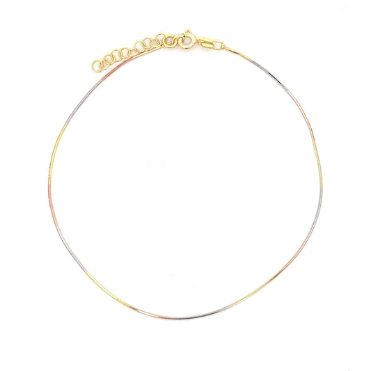 Triple Tone Ultra Thin (Pair) Anklet (Pure Silver) - Mix