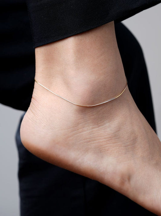Triple Tone Ultra Thin (Pair) Anklet (Pure Silver)