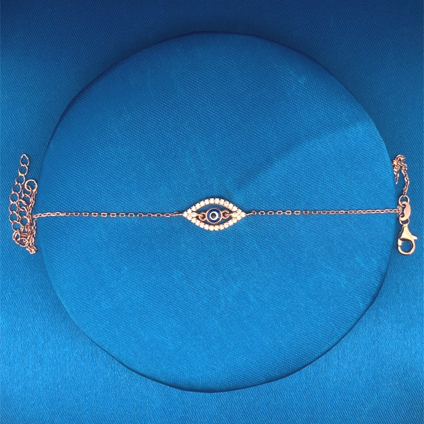 Dancing Evil Eye Single Anklet Rose Gold