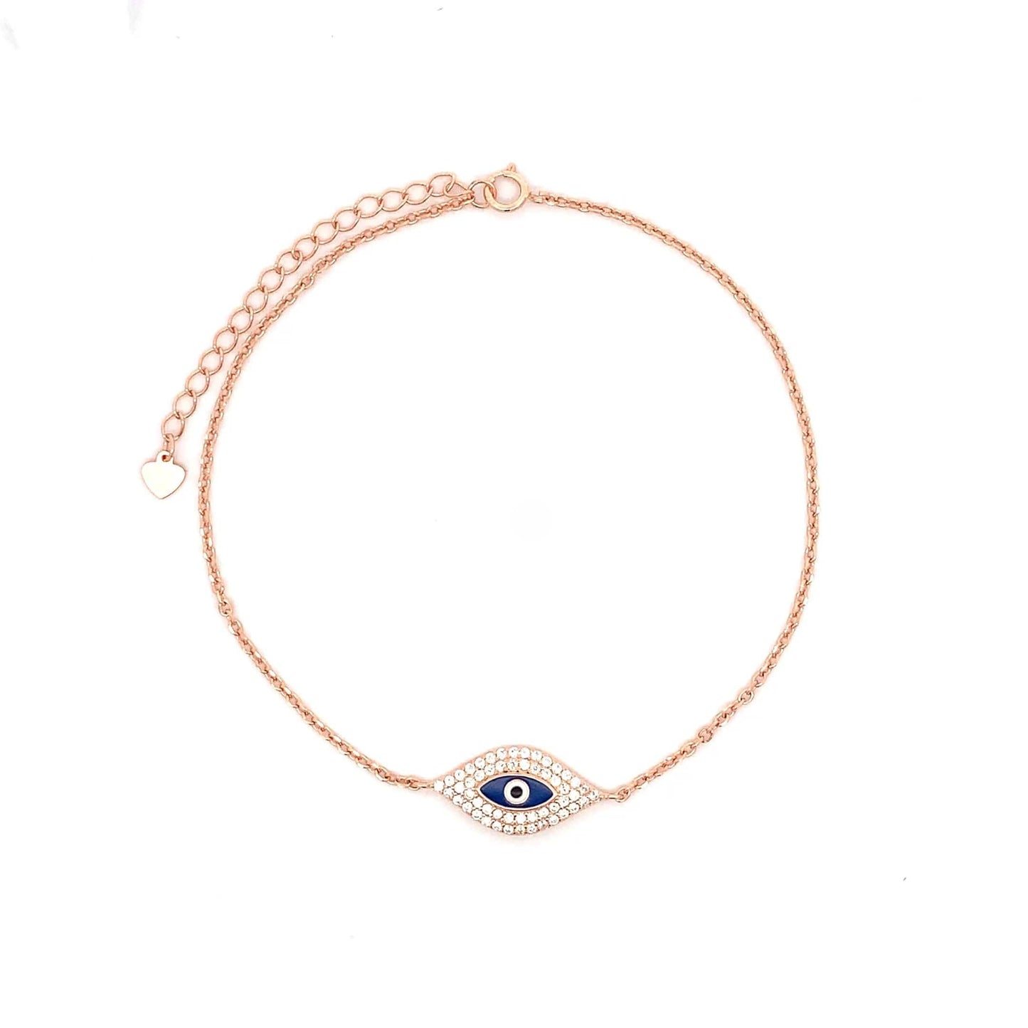Iconic Evil Eye (Single) Anklet (Pure Silver) - Rose Gold