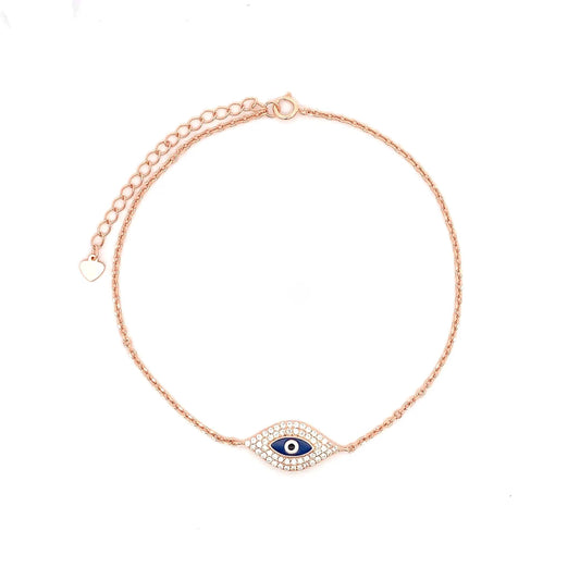 Iconic Evil Eye (Single) Anklet (Pure Silver) - Rose Gold