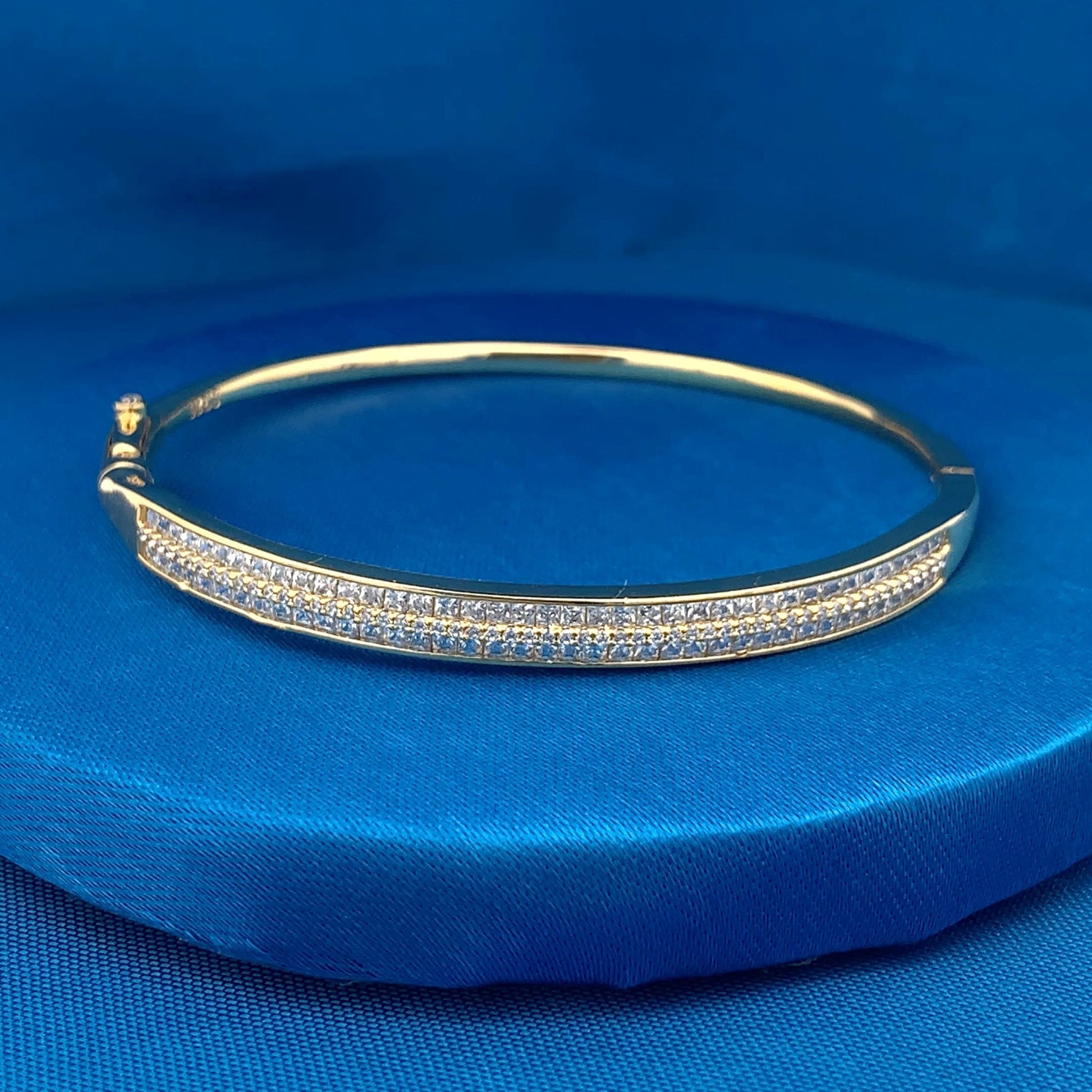 Double Row Diamond Oval Bracelet Gold