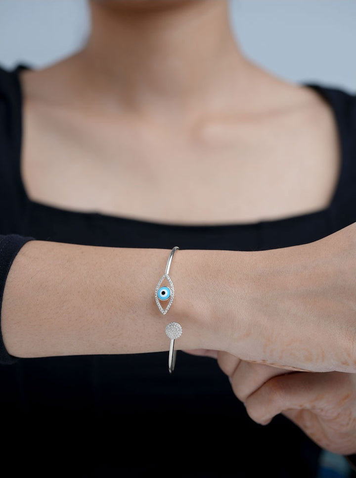 Evil Eye Cuff Bracelet Silver