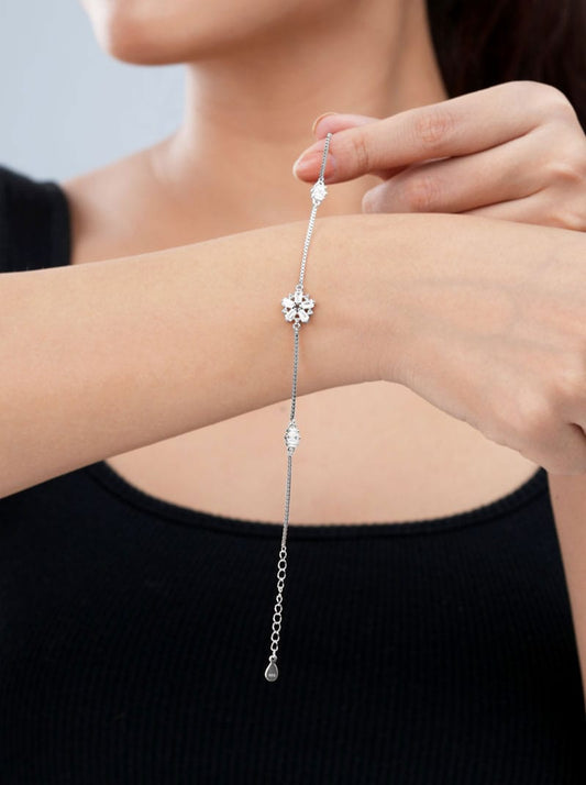 Crystal Flower Bracelet Silver