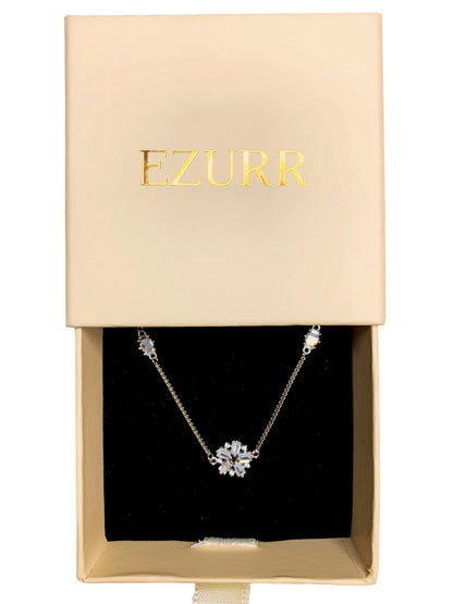 Crystal Flower Bracelet (Pure Silver) - Silver