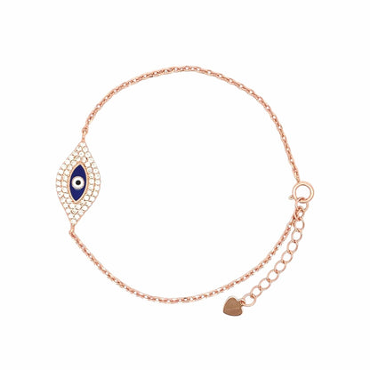 Big Evil Eye Bracelet (Pure Silver) - Rose Gold