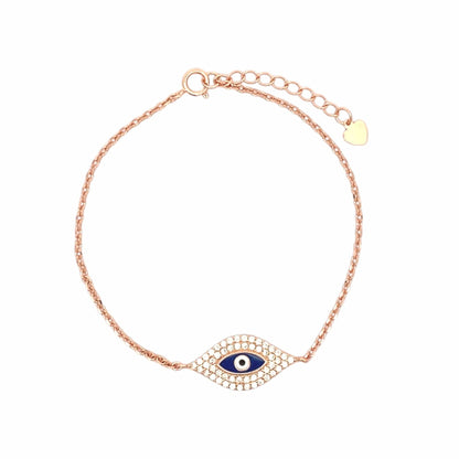 Big Evil Eye Bracelet (Pure Silver) - Rose Gold