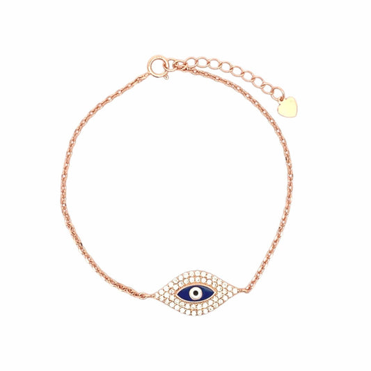 Big Evil Eye Bracelet (Pure Silver) - Rose Gold