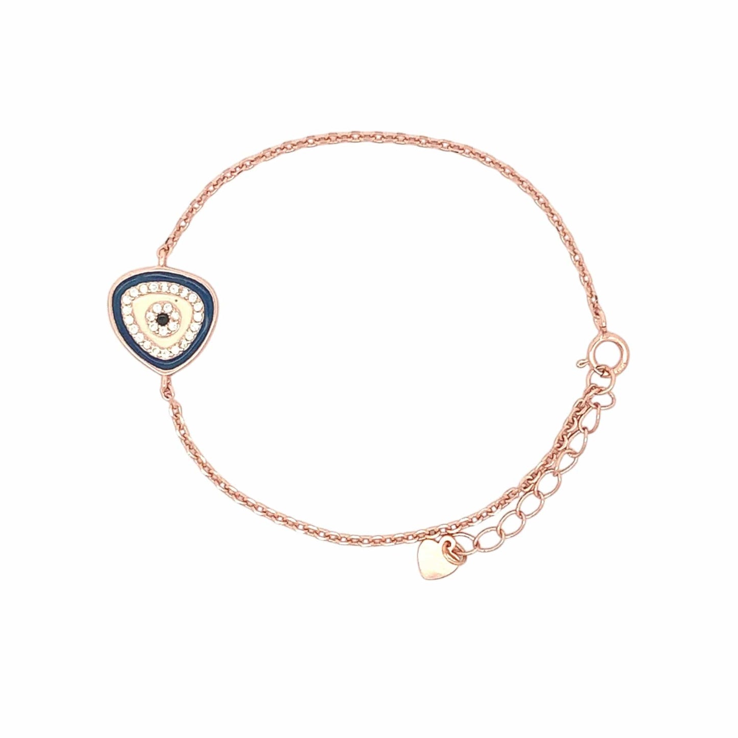 Cobalt Blue Zircon Evil Eye Bracelet (Pure Silver) - Rose Gold