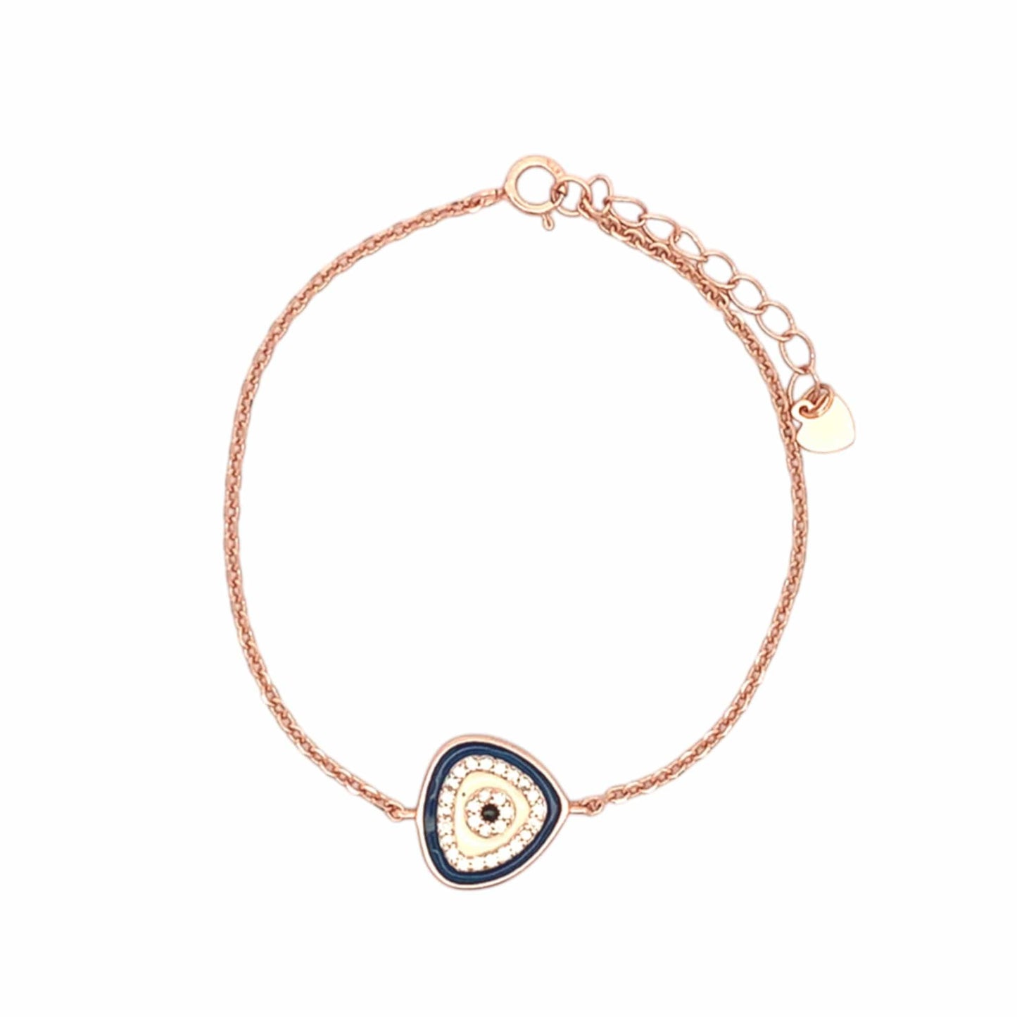 Cobalt Blue Zircon Evil Eye Bracelet (Pure Silver) - Rose Gold