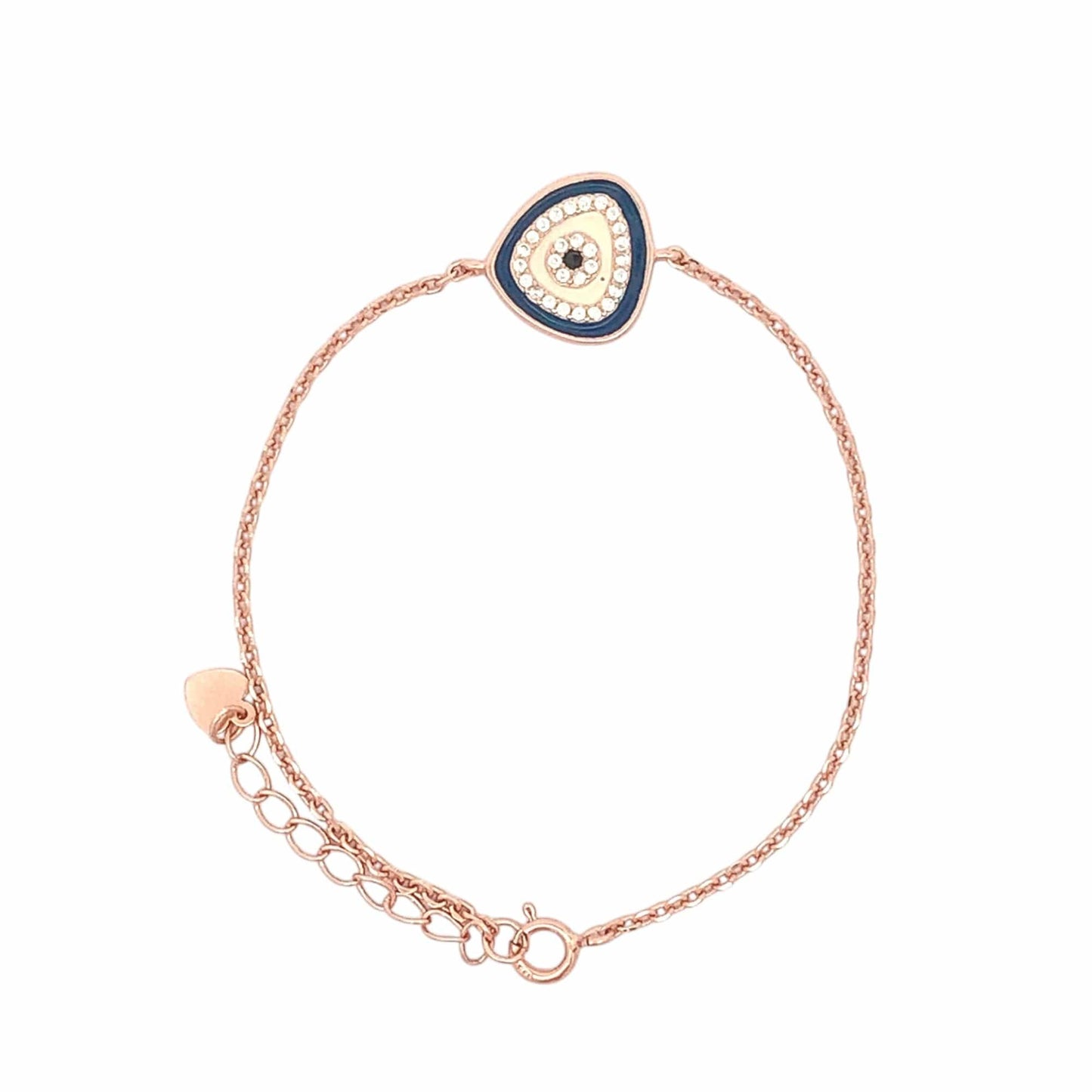 Cobalt Blue Zircon Evil Eye Bracelet (Pure Silver) - Rose Gold