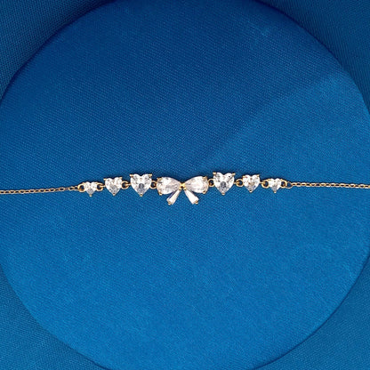 Love Heart Bow Bracelet Gold