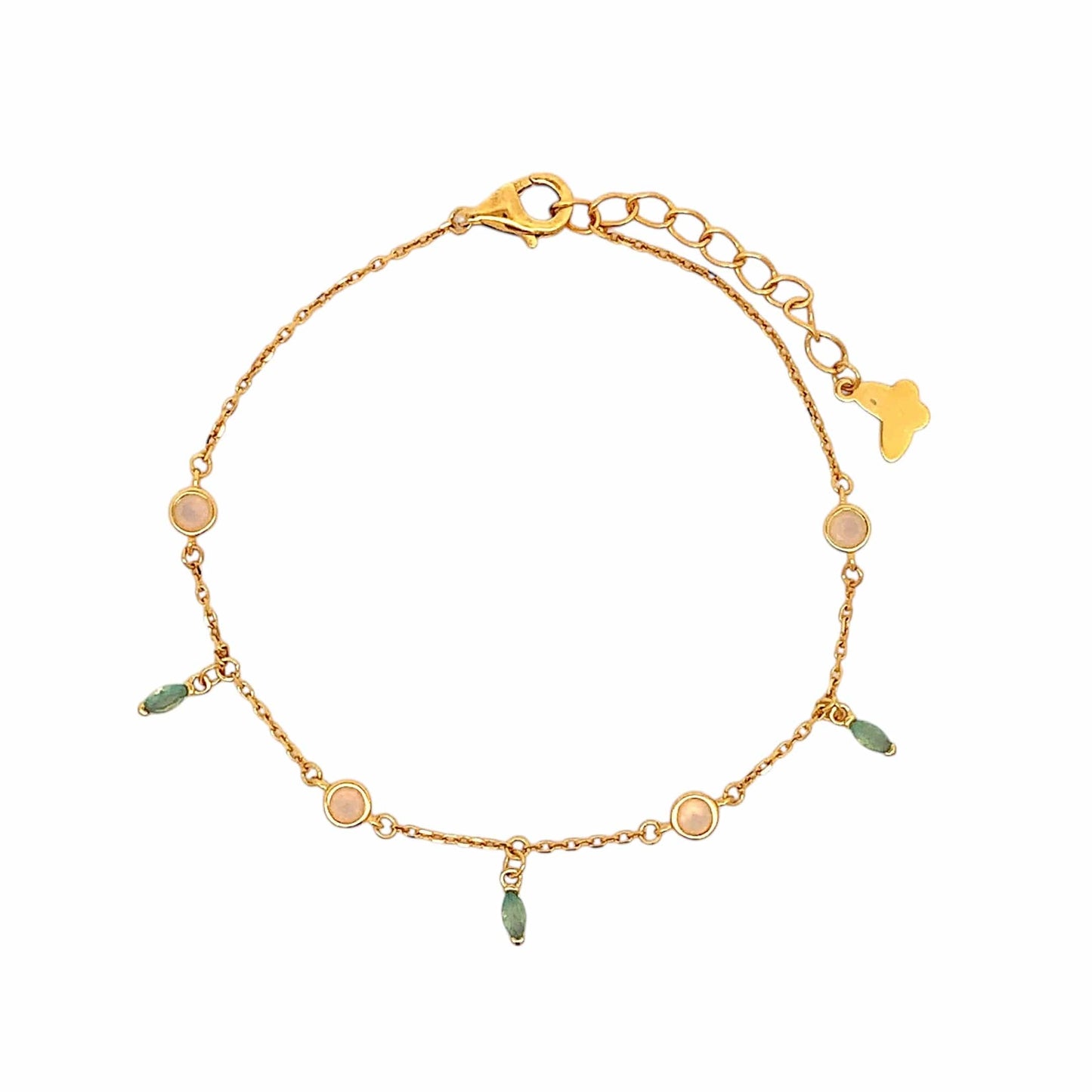 Crystal Beads Bracelet (Pure Silver) - Gold