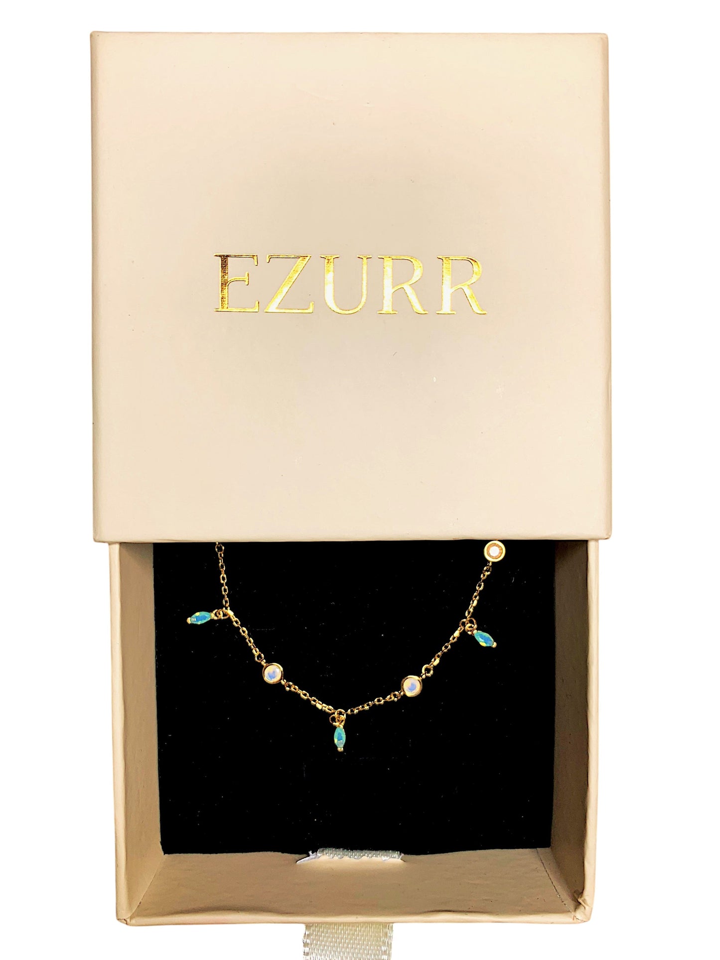 Crystal Beads Bracelet (Pure Silver) - Gold