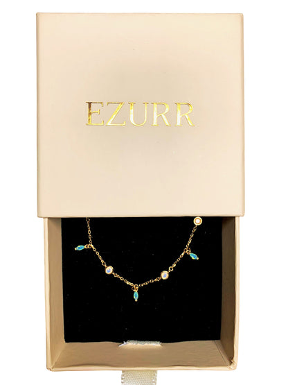Crystal Beads Bracelet (Pure Silver) - Gold