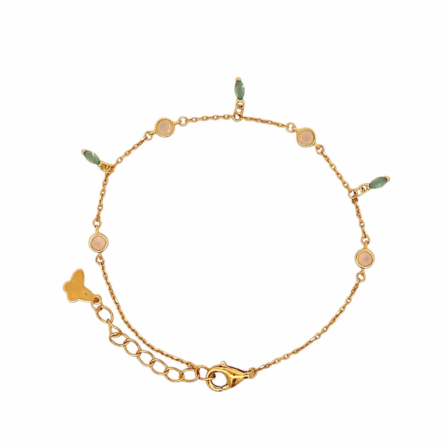 Crystal Beads Bracelet (Pure Silver) - Gold