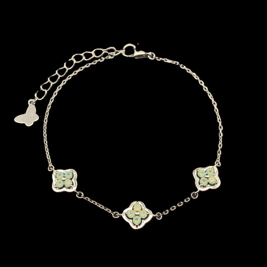 Green Clover Bracelet Silver