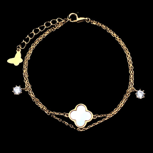 Double Layer Clover Bracelet Gold