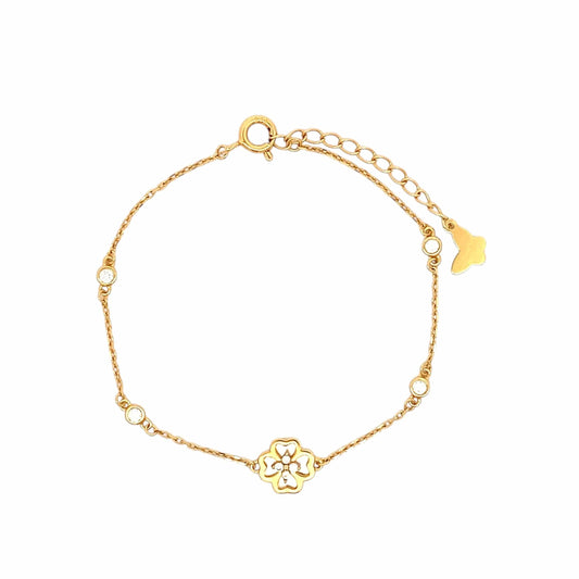 Quatrefoil Heart Petal Bracelet (Pure Silver) - Gold
