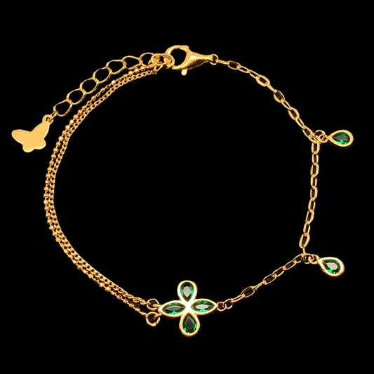 Emerald Flower Bracelet Gold