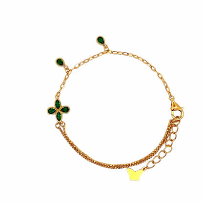 Emerald Flower Bracelet (Pure Silver) - Gold
