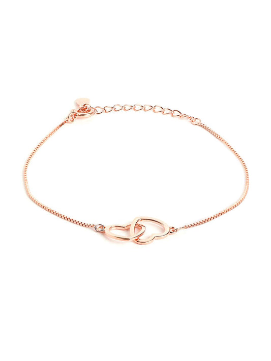 Heart Duo Bracelet (Pure Silver) - Rose Gold