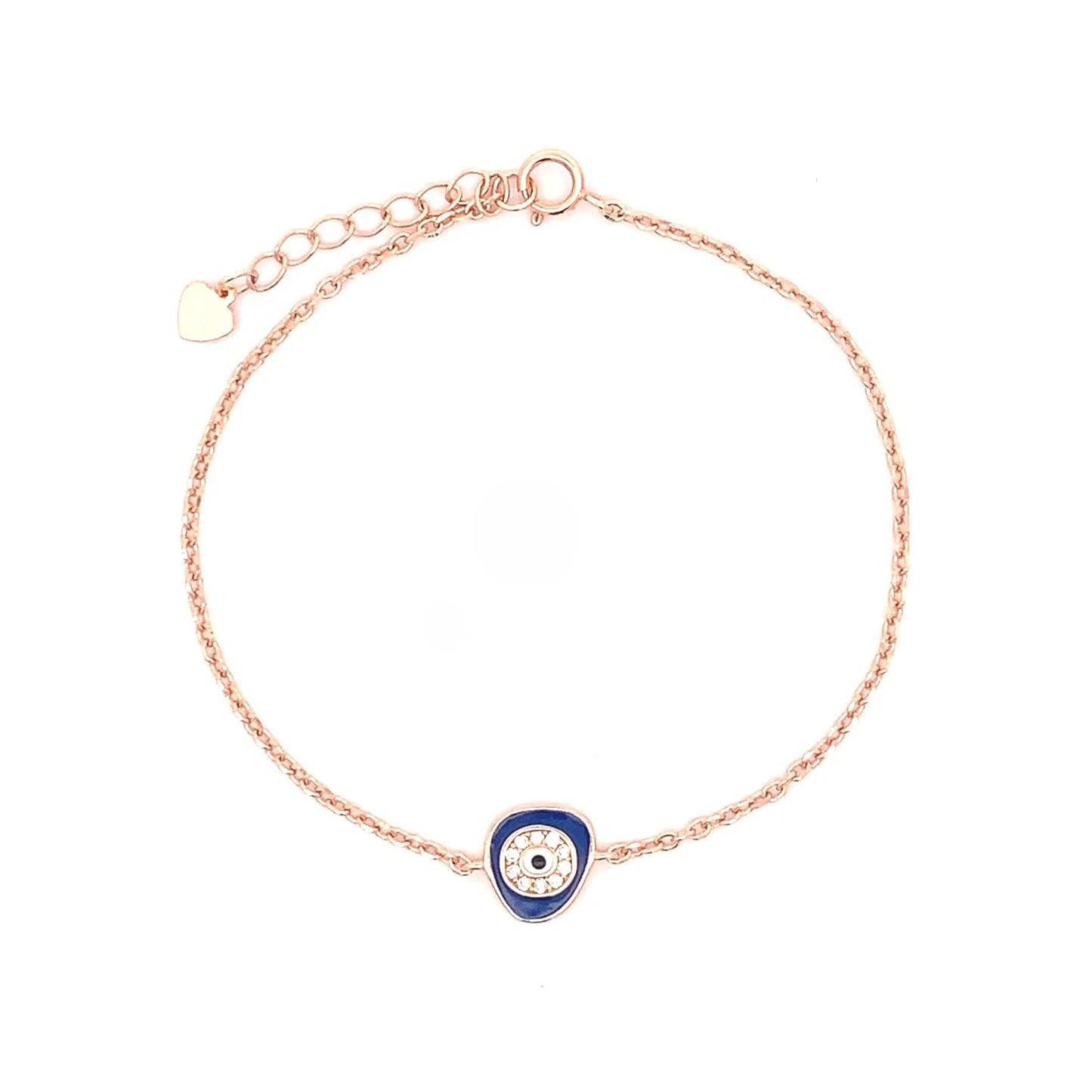 Blue Enamel Evil Eye Bracelet (Pure Silver) - Rose Gold