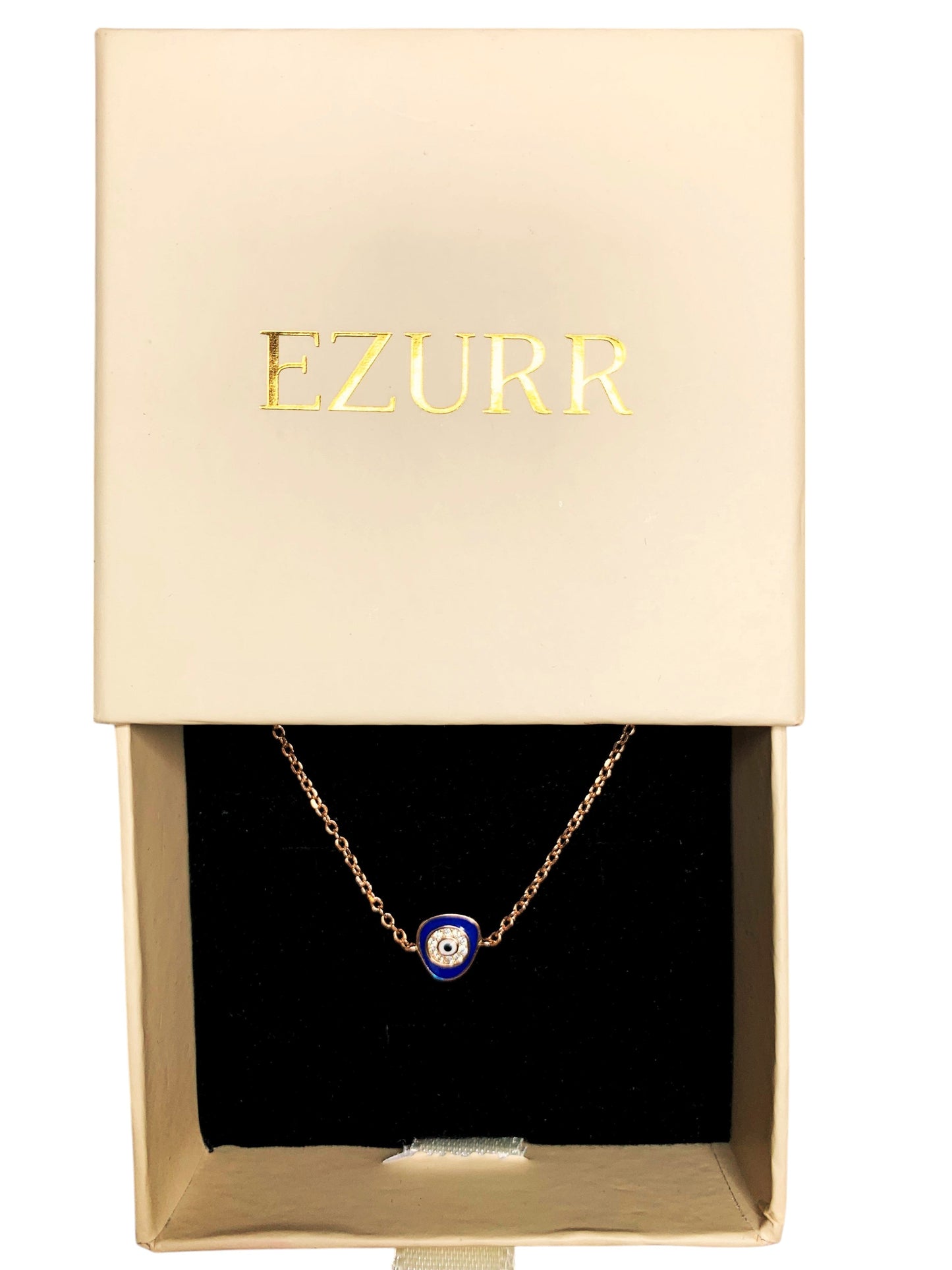 Blue Enamel Evil Eye Bracelet (Pure Silver) - Rose Gold