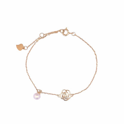 Pearl Rose Elegance Bracelet (Pure Silver) - Gold