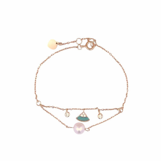 Malachite Fan Pearl Bracelet (Pure Silver) - Gold