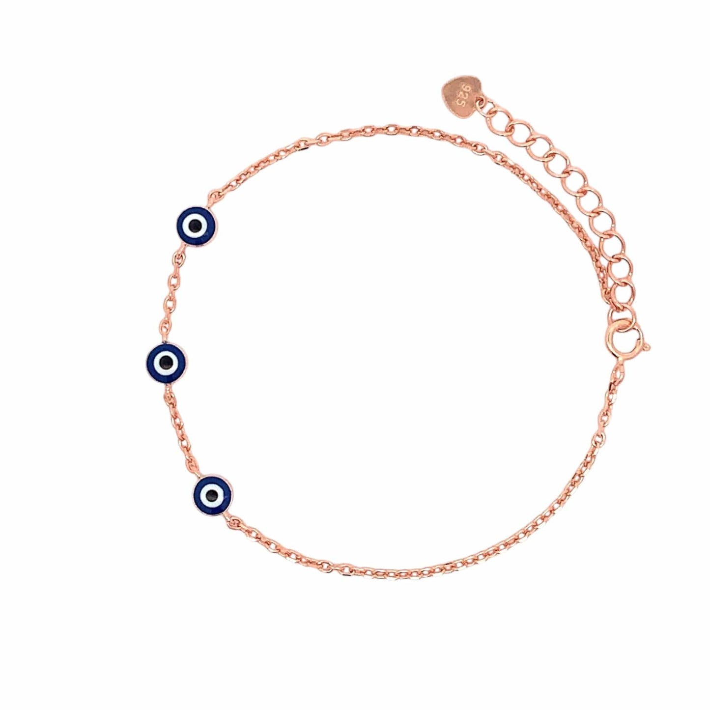 Trio Evil Eye Bracelet (Pure Silver) - Rose Gold