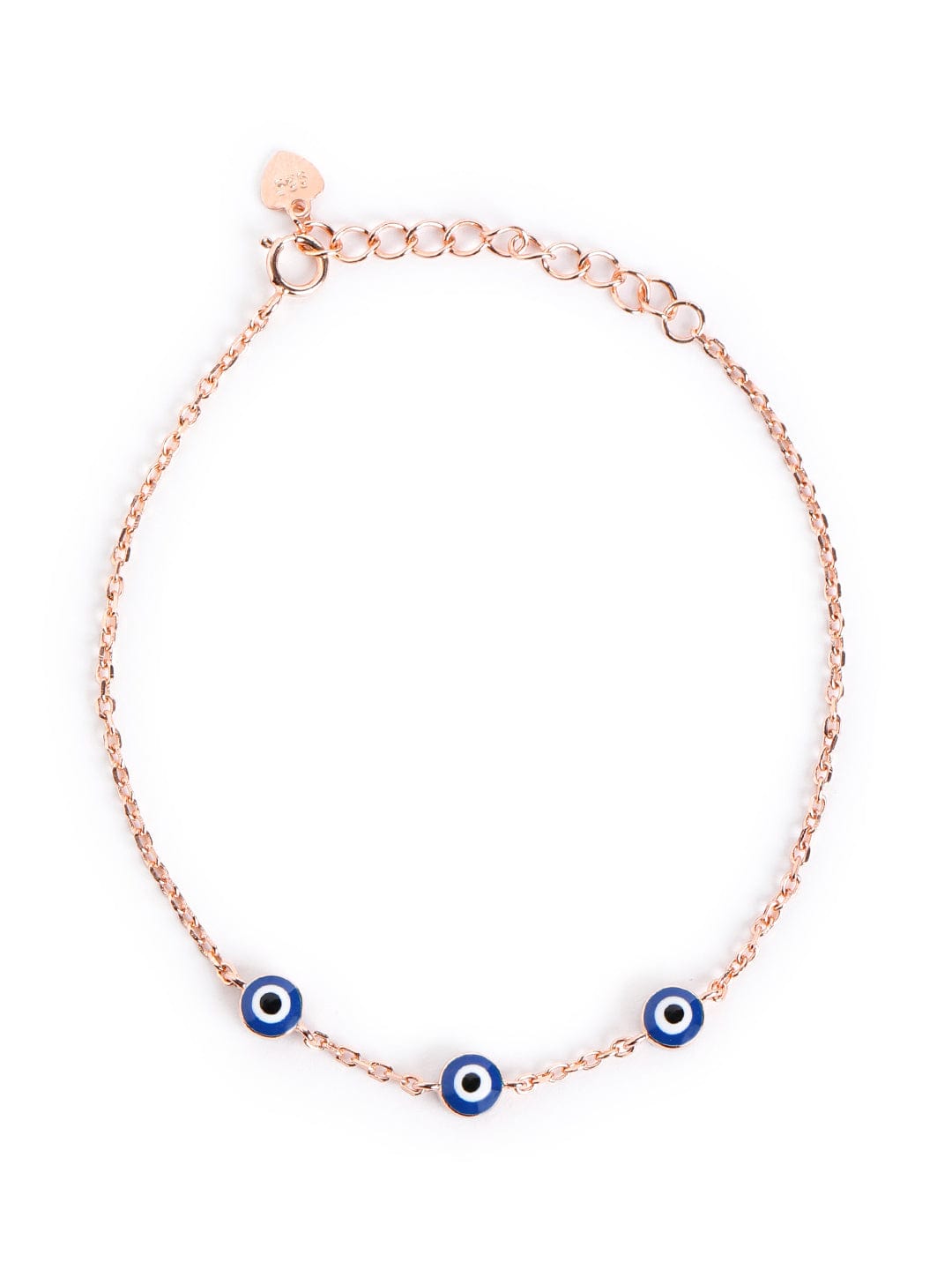 Trio Evil Eye Bracelet (Pure Silver) - Rose Gold